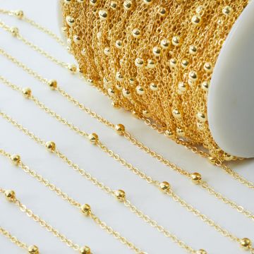 Łańcuszek metalowy z kuleczkami złoty 2x2,5mm