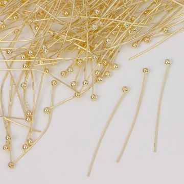 Szpilki z okrągłą główką w kolorze złotym 30x0,5mm