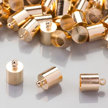 Końcówki do rzemieni kolor złoty 7,5mm