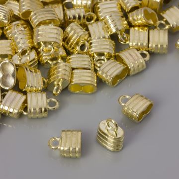 Końcówka do rzemieni z dwoma dziurkami pasy light gold 9x4,5mm