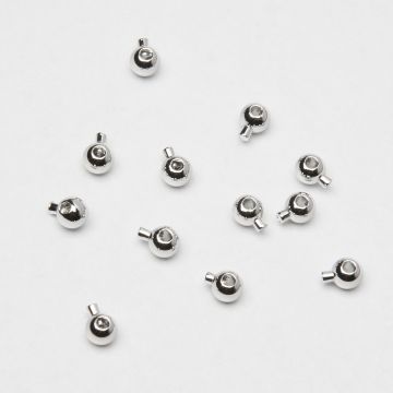 Zacisk w kształcie kulki do nici, linek, sznureczków mosiądz posrebrzany 925 0,8mm