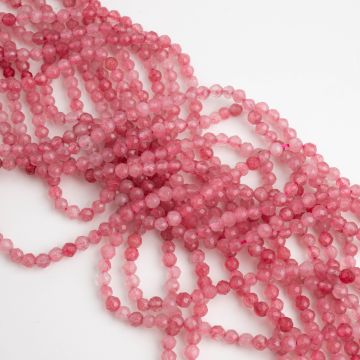 Agat różowy kulka fasetowana 3,5mm
