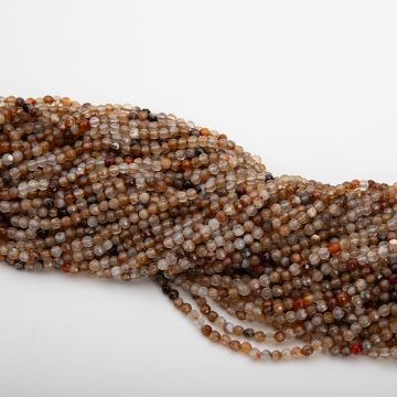 Agat kulka fasetowana brązowy 4mm