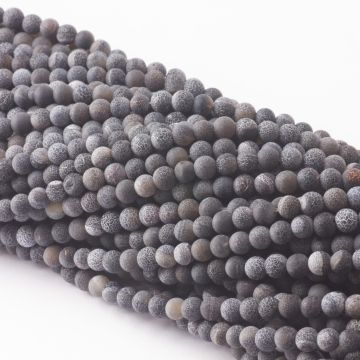 Agat kulka kwasowana matowa czarna 6mm