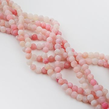 Agat kulka kwasowana matowa różowa 8mm