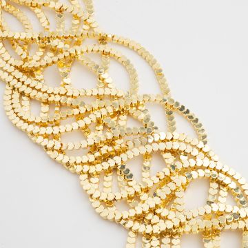 Hematyt przekładka serce płaskie light gold 3mm - na sznurze