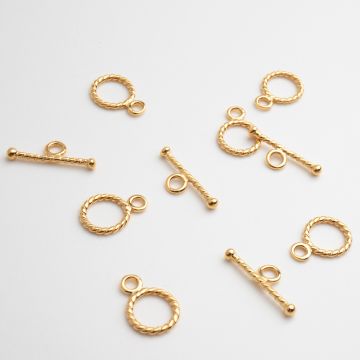 Srebrne zapięcie toggle skręcane AG925 pozłacane 8mm