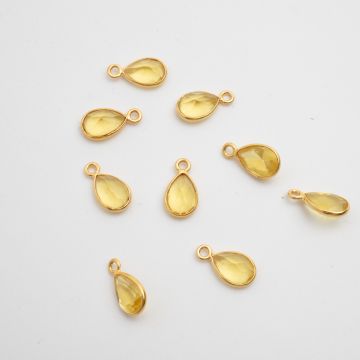Cytryn łezka fasetowana zawieszka w okuciu pozłacanym AG925  5,5x8,5mm