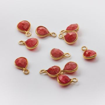 Zawieszka rubin łezka fasetowana w okuciu AG925 pozłacana 6mm