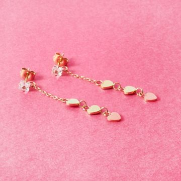 Kolczyki ze stali chirurgicznej mini serca w kolorze złotym 4,5cm