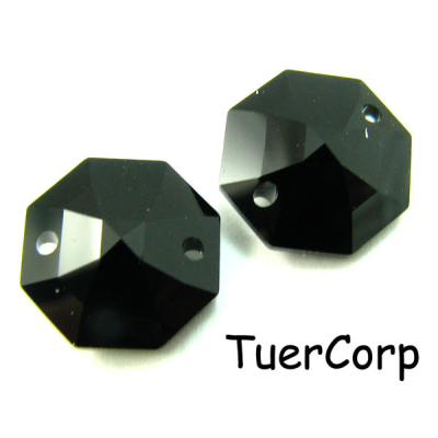 Swarovski octagon lily 14mm jet z dwoma dziurkami