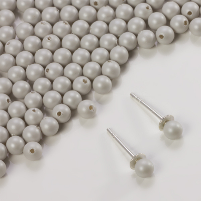 5818 round pearl do kolczyk&oacute;w pastel grey 4mm