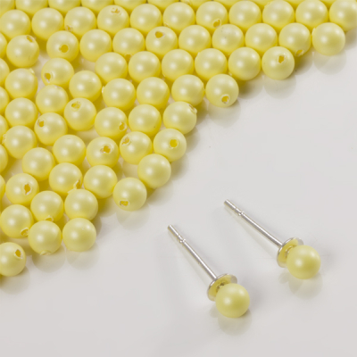 5818 round pearl do kolczyk&oacute;w pastel yellow 4mm