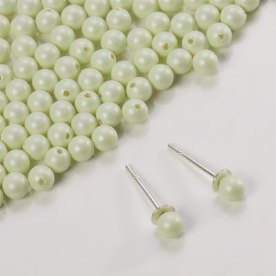 5818 round pearl do kolczyk&oacute;w pastel green 4mm