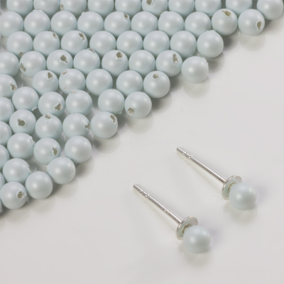 5818 round pearl do kolczyk&oacute;w pastel blue 4mm