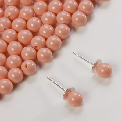 5818 round pearl do kolczyk&oacute;w pink coral 6mm