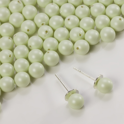 5818 round pearl do kolczyk&oacute;w pastel green 6mm