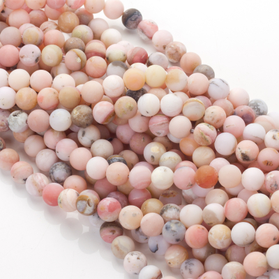 Opal r&oacute;żowy matowy kulki gładkie 8,5mm