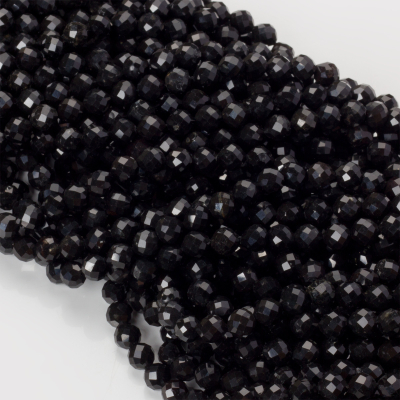 Czarny turmalin kulki fasetowane 6,5mm