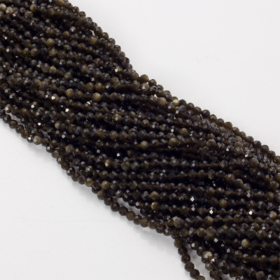 Obsydian złocisty kulki fasetowane 4mm