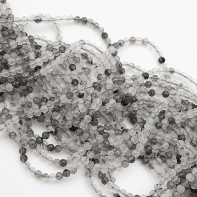 Kryształ górski z czarnym rutylem kulka fasetowana 3,5mm