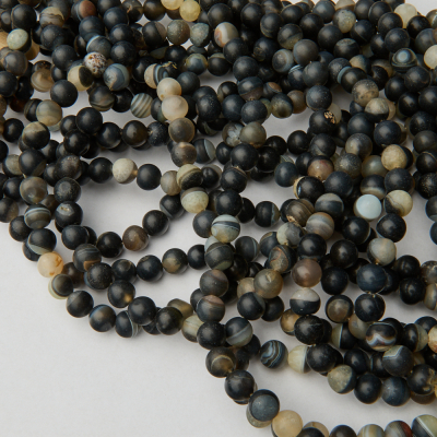 Agat czarnobiały kulka gładka matowa 8mm