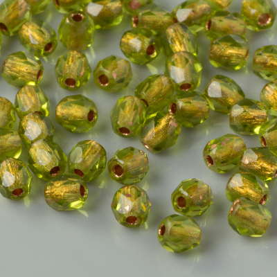 Fire Polish Copper Line - Olivine (CL50230) 4mm