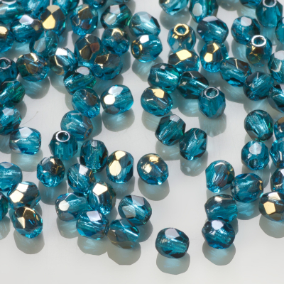 Fire Polish Bronze Iris Dark Aquamarine (ZR60040) 3mm