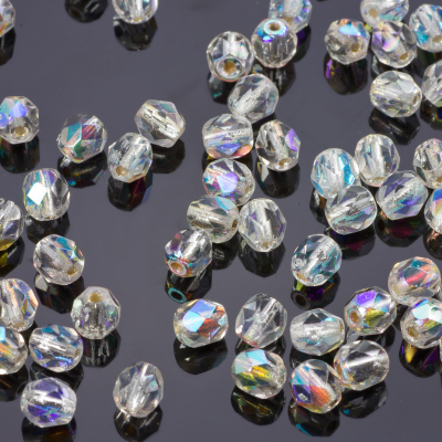 Fire Polish Silver Lined - Crystal AB (SLX00030) 6mm