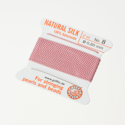 Nici jedwabne z igłą dark pink 0,8mm