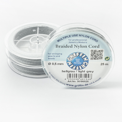 Griffin nylonowy sznurek do makramy light grey 0,5mm