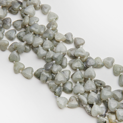 Szary labradoryt serce gładkie 15mm