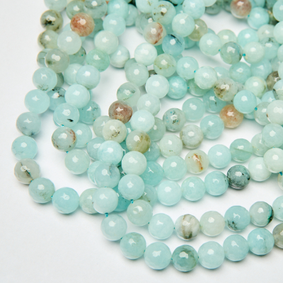 Jadeit kulka fasetowana błękitna 10mm