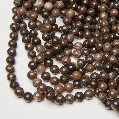 Jadeit kulka fasetowana brunatna 10mm