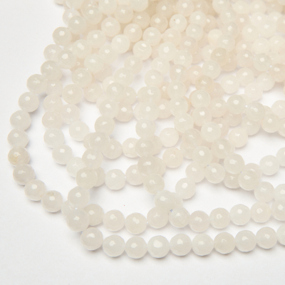 Jadeit kulka fasetowana biała 10mm