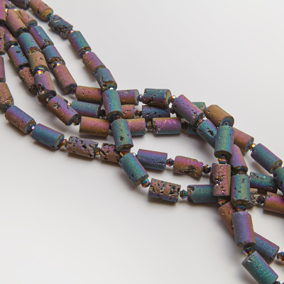 Agat tytanowy druzy walec gładki 8,5x14mm