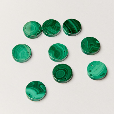 Zawieszka z naturalnego malachitu krążek płaski 18mm