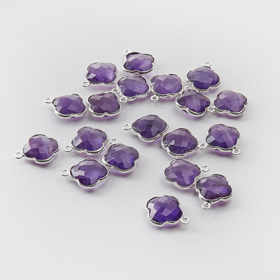 Srebrna zawieszka ametyst koniczyna marokańska w srebrnym okuciu AG925 12,5mm