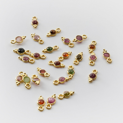 Srebrna zawieszka turmalin w srebrnym okuciu AG925 pozłacana 3,5-4,5mm