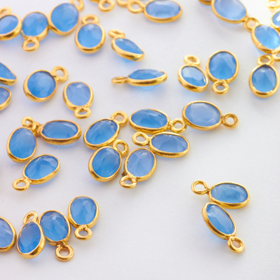 Chalcedon owal fasetowany w okuciu zawieszka AG925 7mm