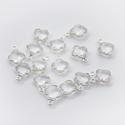 Kryształ górski koniczyna marokańska fasetowana w okuciu AG925 9mm