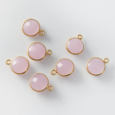 Srebrna zawieszka chalcedon w okuciu AG925 pozłacana 10mm