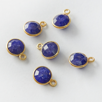 Srebrna zawieszka lapis lazuli w okuciu AG925 pozłacana 8mm