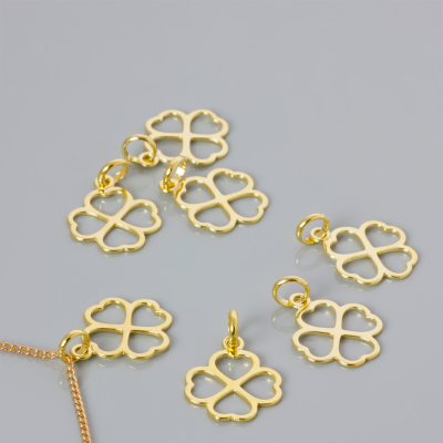 Srebrna zawieszka ażurowa koniczynka AG925 pozłacana 16mm