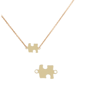 Srebrna blaszka celbrytka puzzel AG925 pozłacana 16x10mm