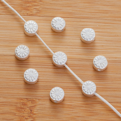 Srebrny koralik krążek kwiatek 6,5mm AG925