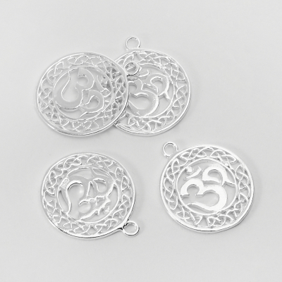 Srebrna zawieszka znak Om w kółku ażurowym AG925 23,5mm