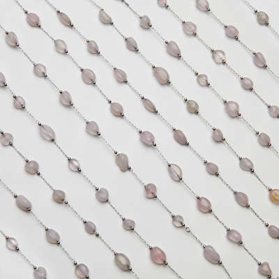 Łańcuch z różowym kryształem górskim ze stali 13x4mm