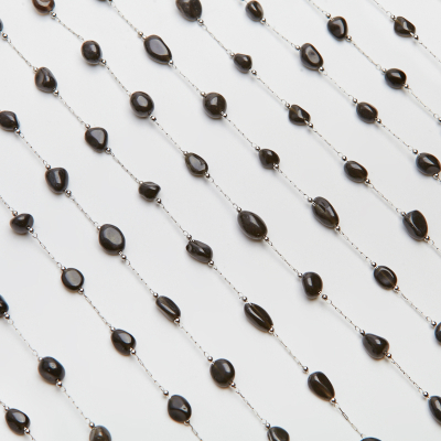 Łańcuch z onyksem ze stali szlachetnej w kolorze srebrnym 13x4mm
