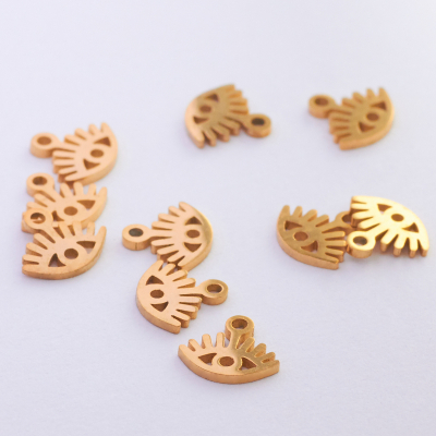 Mini zawieszka ze stali szlachetnej oczko w kolorze złotym 6mm PVD